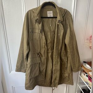Deep Olive Utility coat with hood